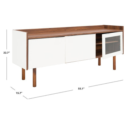 Safiya Two-Shelf Media Stand - Walnut / White