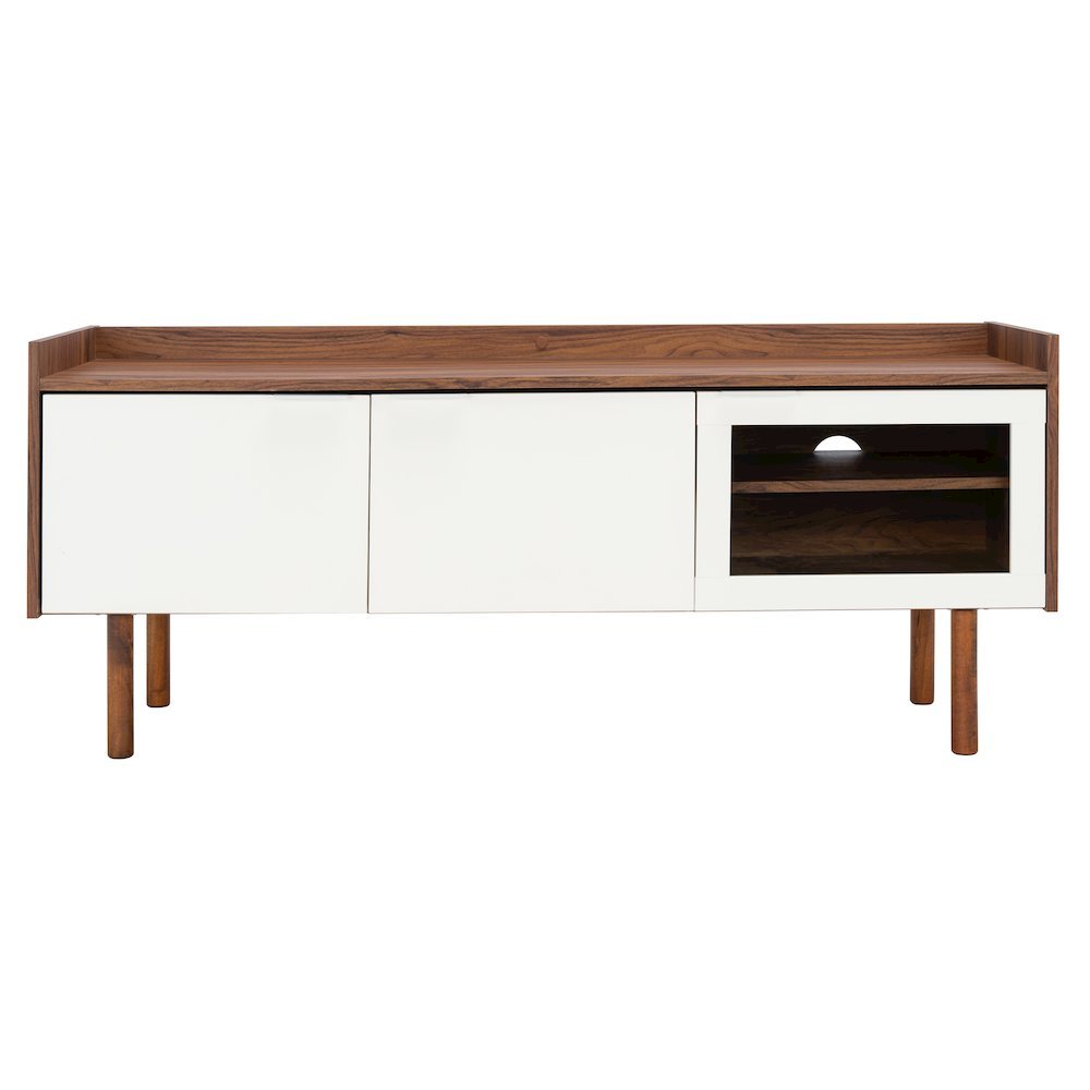 Safiya Two-Shelf Media Stand - Walnut / White