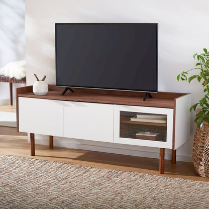 Safiya Two-Shelf Media Stand - Walnut / White