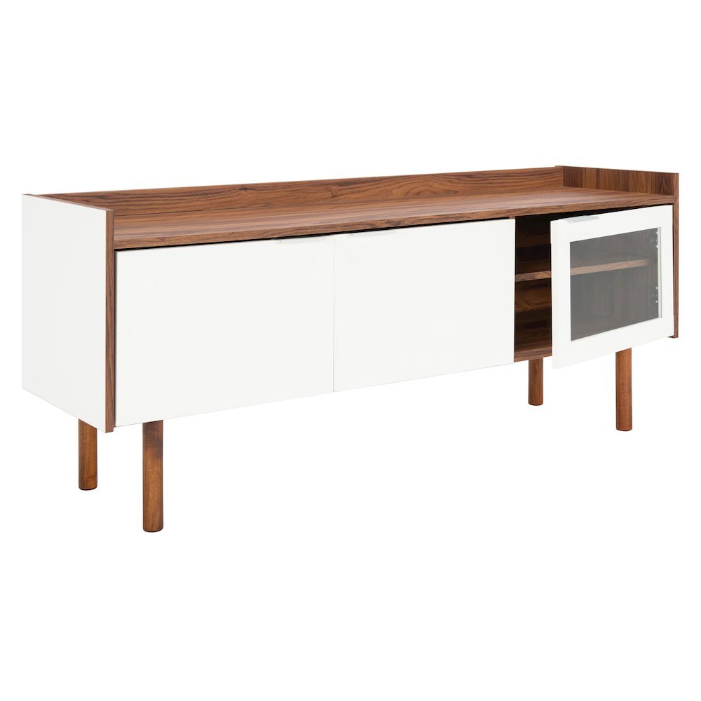 Safiya Two-Shelf Media Stand - Walnut / White