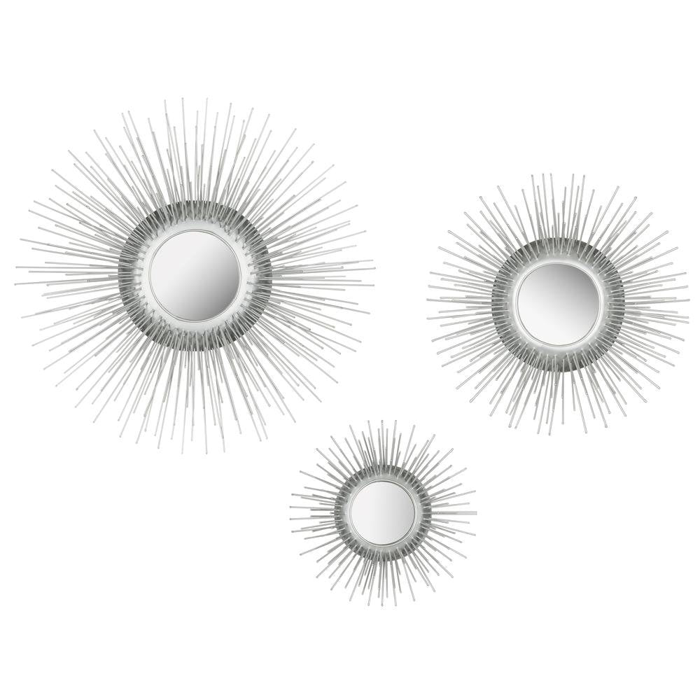 Sunburst Triptych Mirror Set Of 3, Silver
