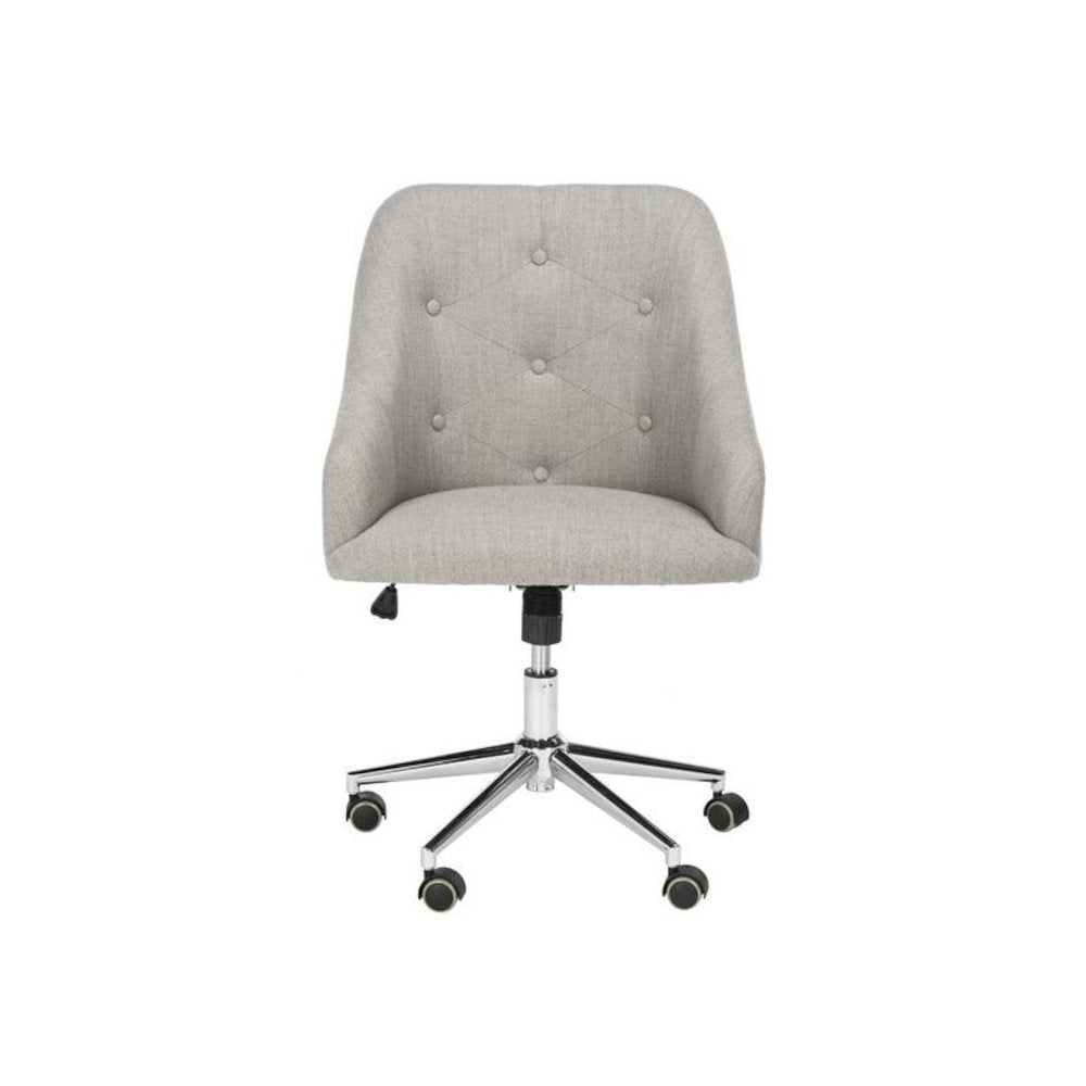 EVELYNN TUFTED LINEN CHROME LEG SWIVEL OFFICE CHAIR