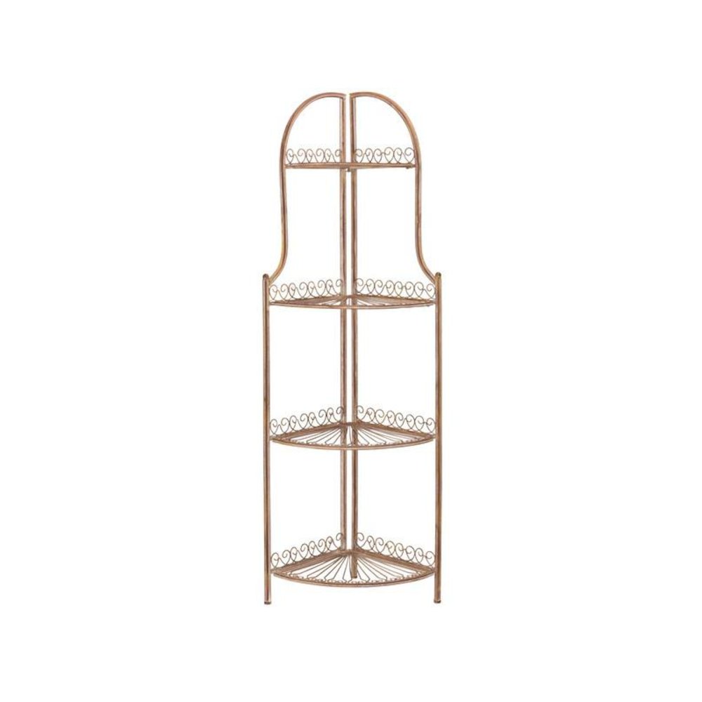 Abarrane Wrought Iron 4 Tier Outdoor Corner Shelf