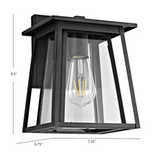 Stern, 6.75 Inch, Clear/Black Metal/Glass Outdoor Wall Sconce