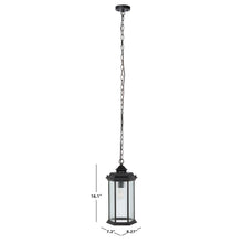Hylan, 8.27 Inch, Black, Steel/Glass Outdoor Pendant