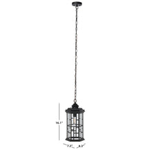 Carwen, 8.3 Inch, Black, Steel/Glass Outdoor Pendant
