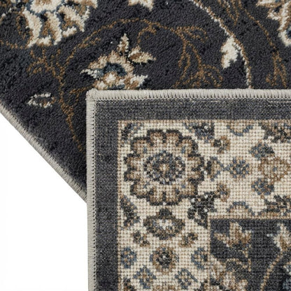 Gray and Cream Area Rug with Power Loomed Construction and Jute Backing