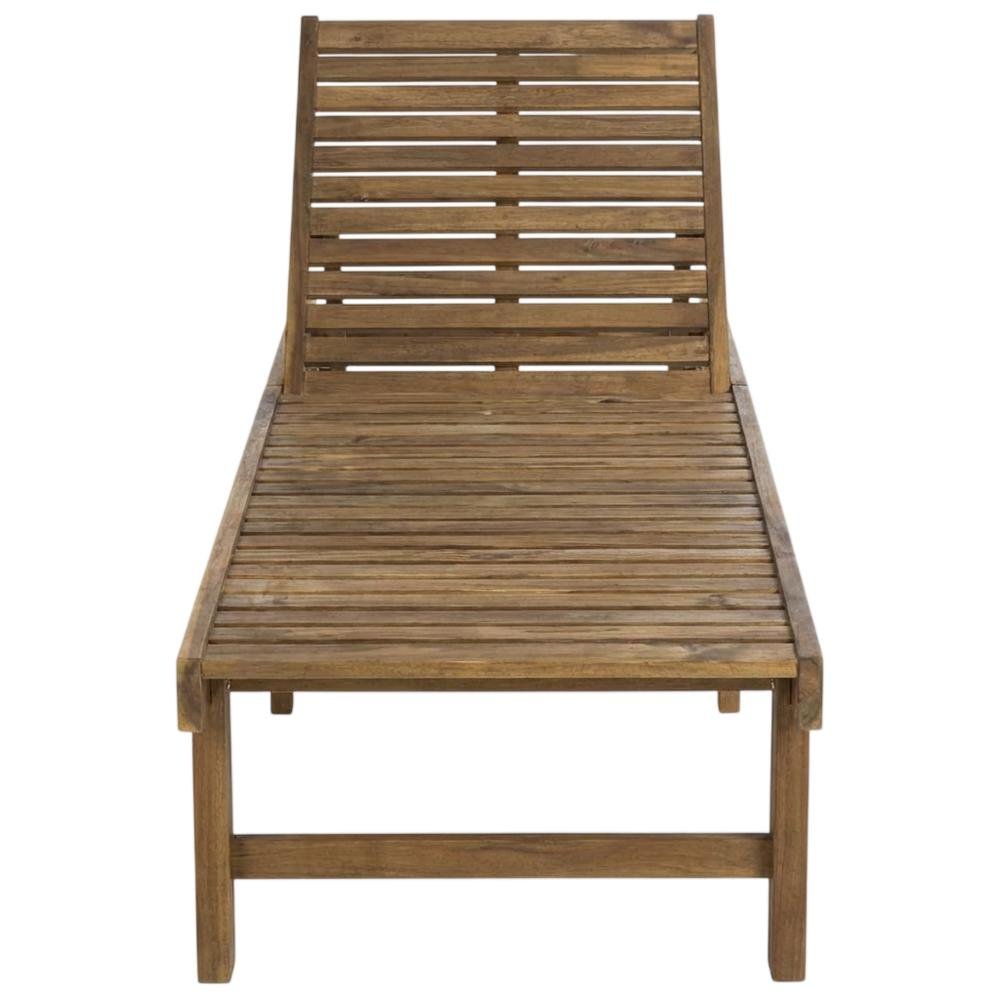 Outdoor Lounge Chair With Acacia Wood And Silver Metal Finish
