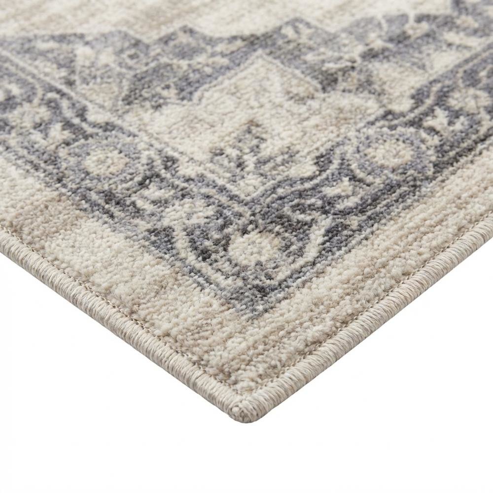 Cream / Grey Area Rug with Jute Backing and Power Loomed Craftsmanship, Runner