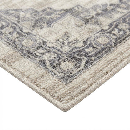 Cream / Grey Area Rug with Jute Backing and Power Loomed Craftsmanship, Runner