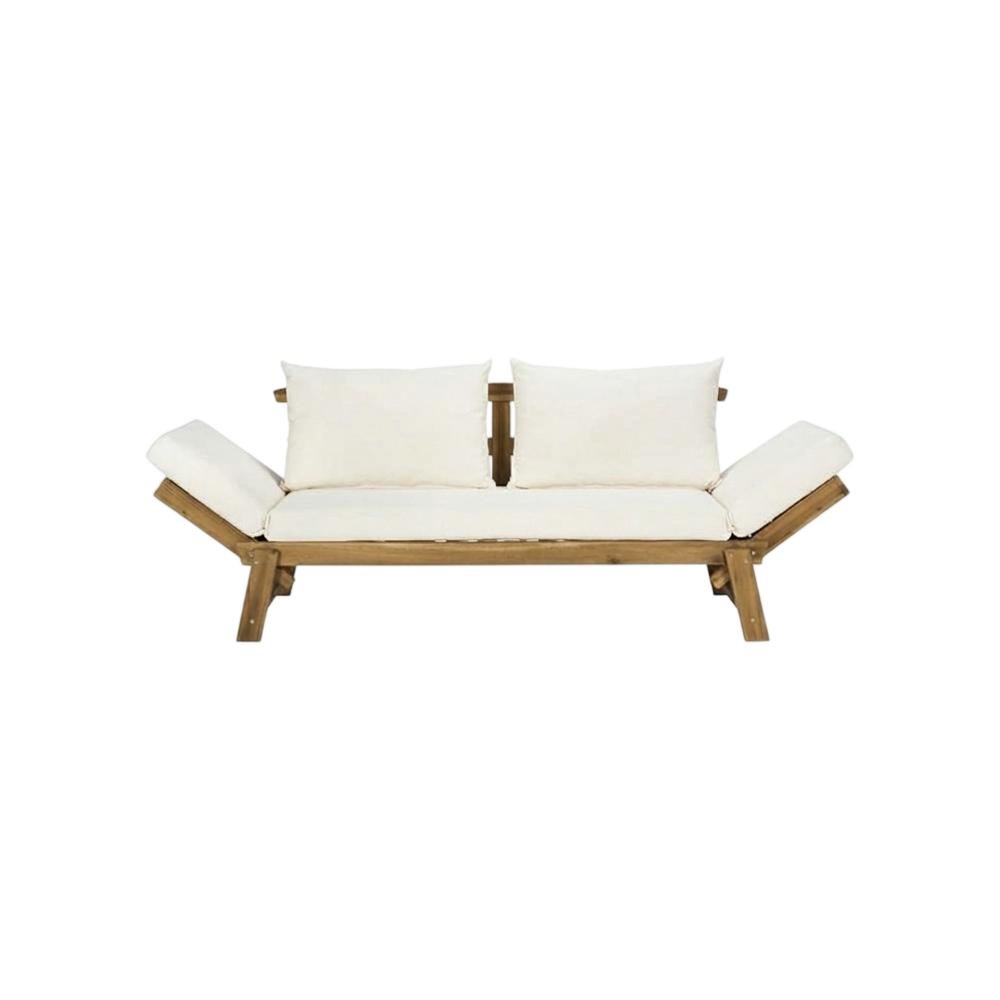 Outdoor Daybed With Acacia Wood Frame And Polyester Cushion For Relaxing