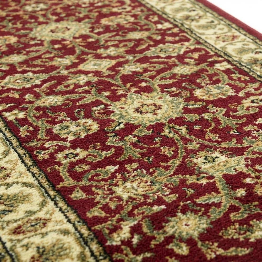 Red and Ivory Area Rug with Power Loomed Jute Backing and Polypropylene Pile
