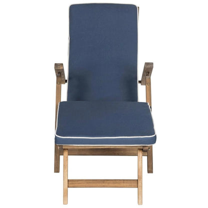 Outdoor Lounge Chair In Finished Acacia, Foam-Filled Seat, Galvanized Steel