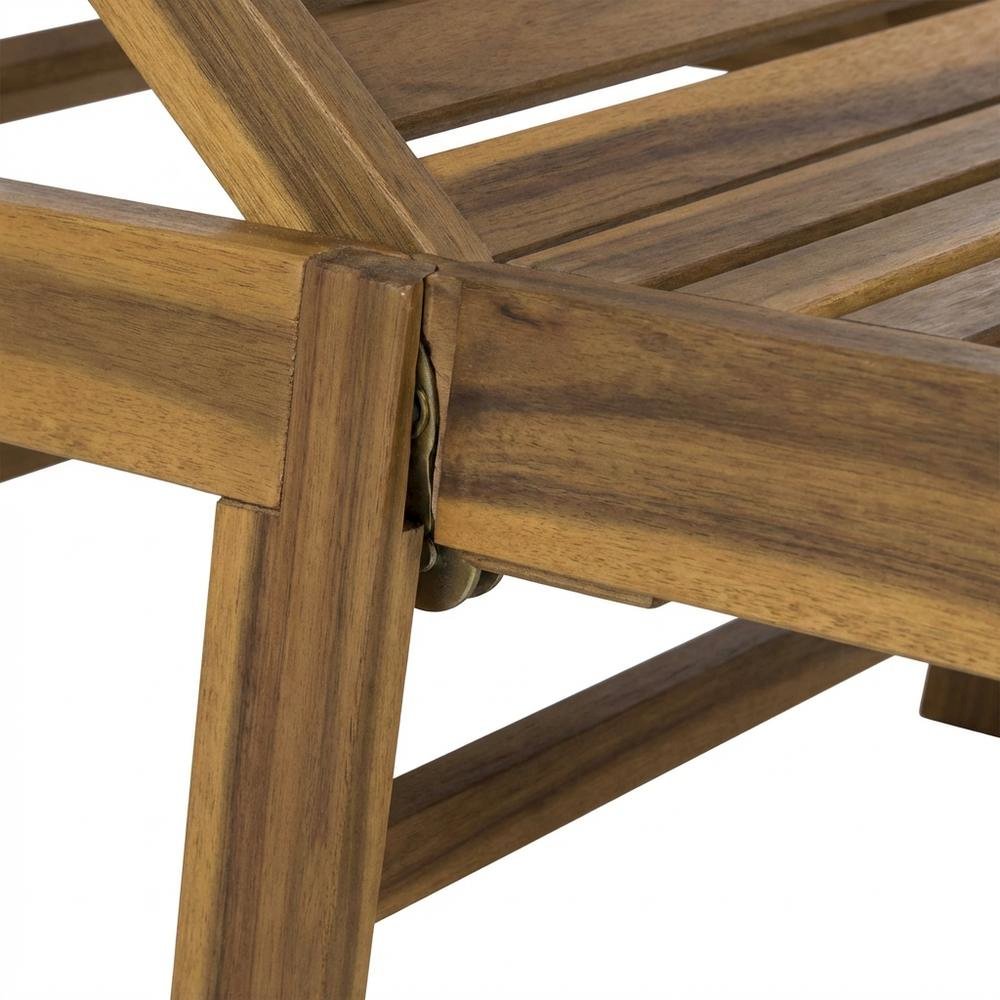 Outdoor Lounge Chair With Acacia Wood And Silver Metal Finish