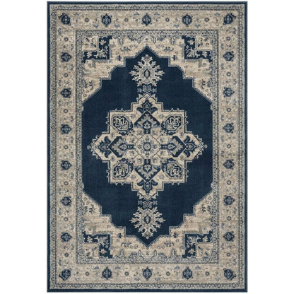 Navy and Creme Area Rug with Jute Backing and Power Loomed Construction