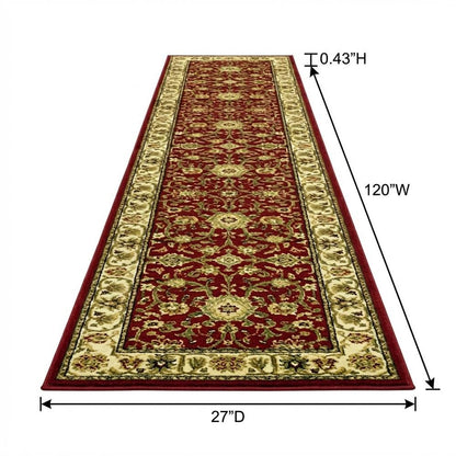 Red and Ivory Area Rug with Power Loomed Jute Backing and Polypropylene Pile