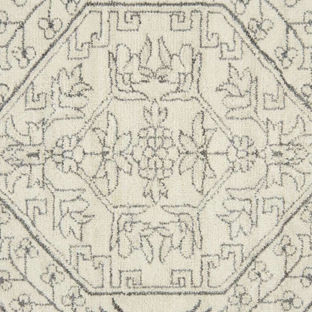 Ivory and Silver 8-Foot Square Area Rug with Polypropylene Pile, Power Loomed