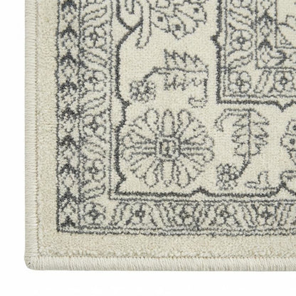 Ivory and Silver 8-Foot Square Area Rug with Polypropylene Pile, Power Loomed