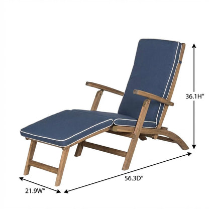 Outdoor Lounge Chair In Finished Acacia, Foam-Filled Seat, Galvanized Steel