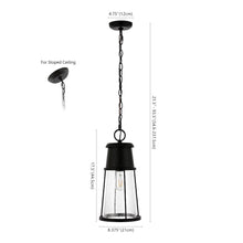 Laela, 8.4 Inch, Black, Iron/Glass Extendable Outdoor Pendant