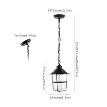 Penber, 8.5 Inch, Black, Iron/Glass Extendable Outdoor Pendant