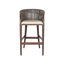 White Artisan Bar Stool with Foam Cushion and Wood Frame for Lounge