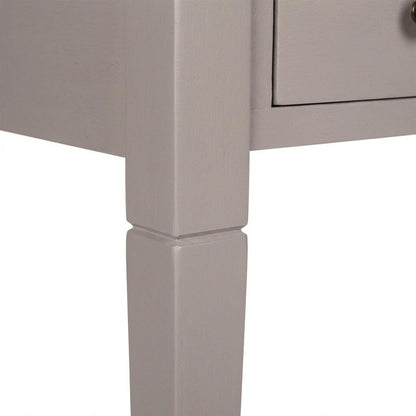 Quartz Grey Wood 5-Drawer Writing Desk With Storage Shelves And Brass Accents