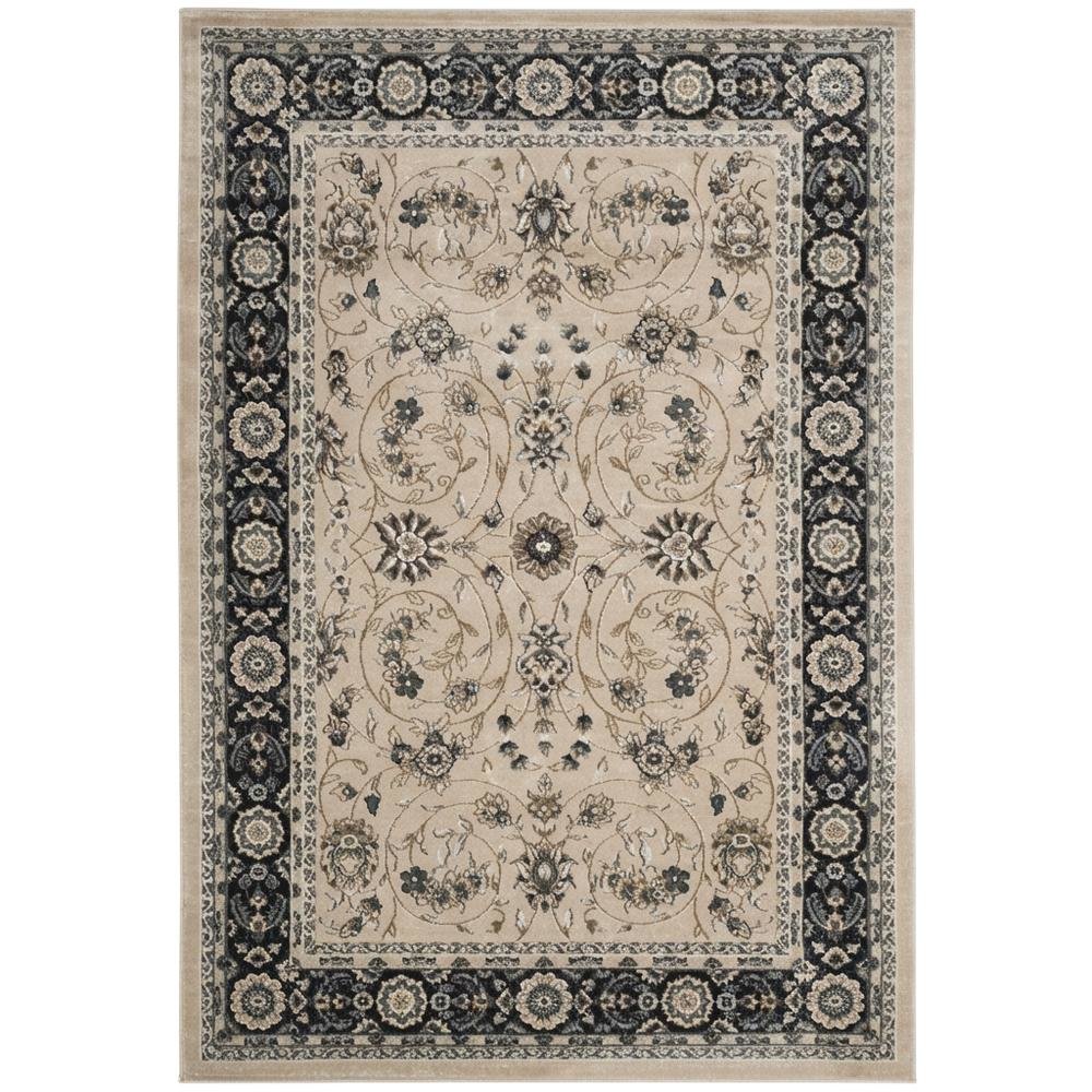Light Beige and Anthracite Area Rug with Power Loomed Polypropylene