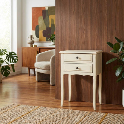 Wooden End Table with Storage Drawers for Living Room or Bedroom