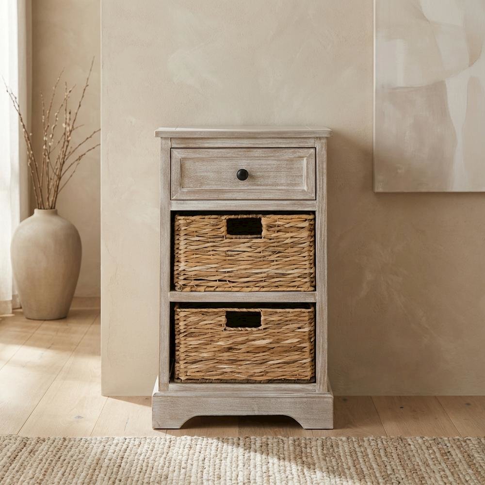 Distressed Cream, Side Table, Quality Build, Durable Wood Frame