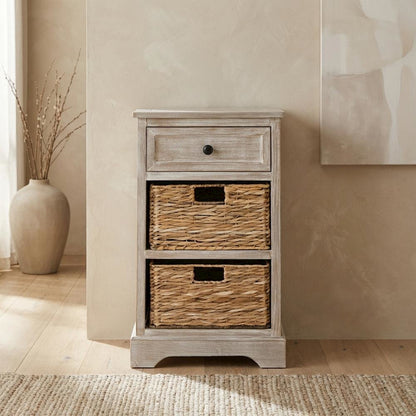 Distressed Cream, Side Table, Quality Build, Durable Wood Frame