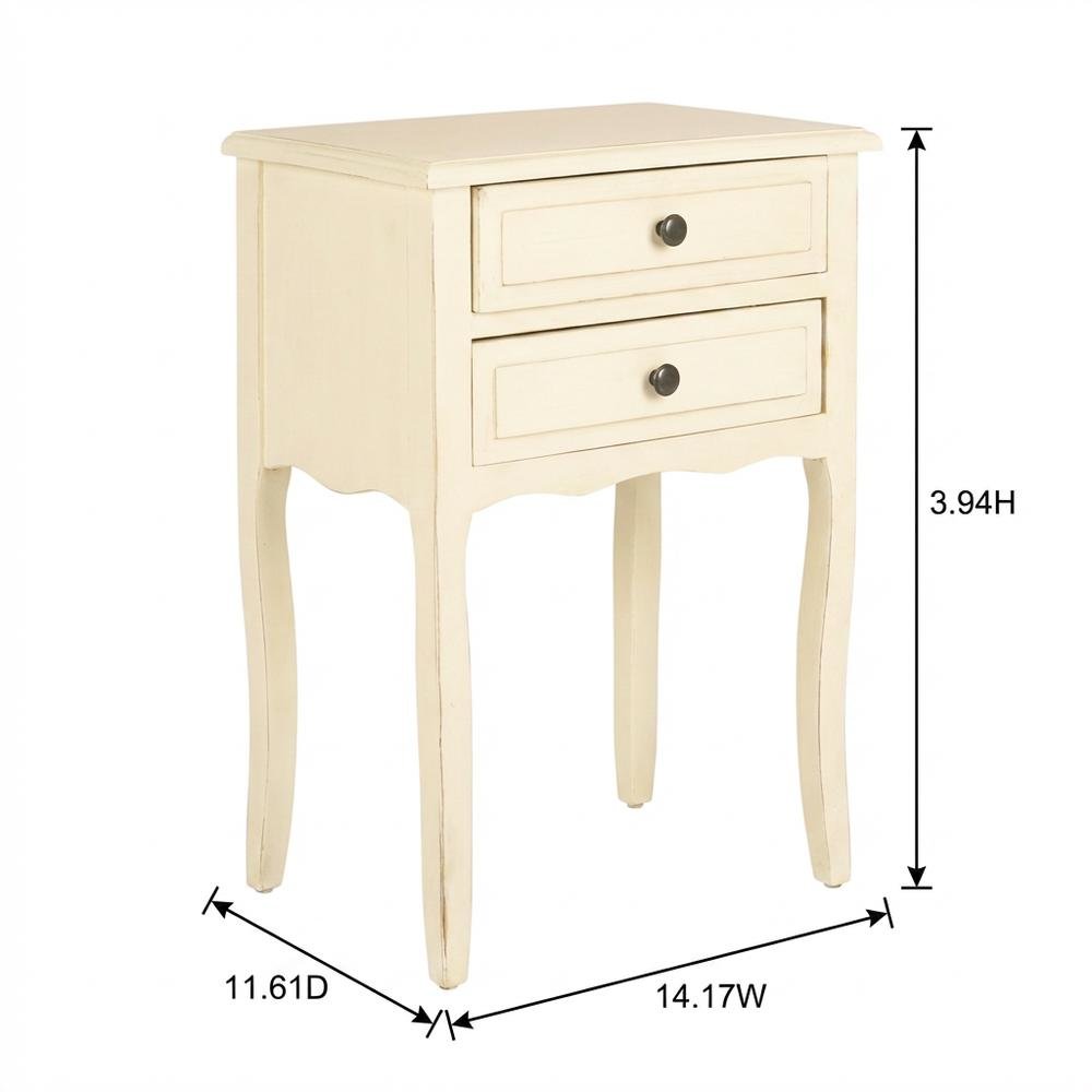Wooden End Table with Storage Drawers for Living Room or Bedroom