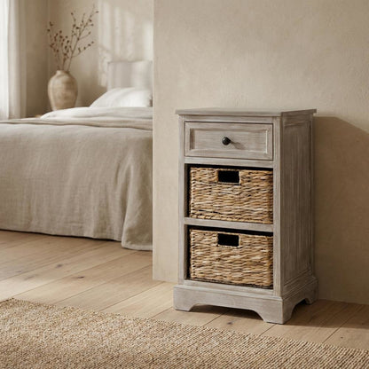 Distressed Cream, Side Table, Quality Build, Durable Wood Frame