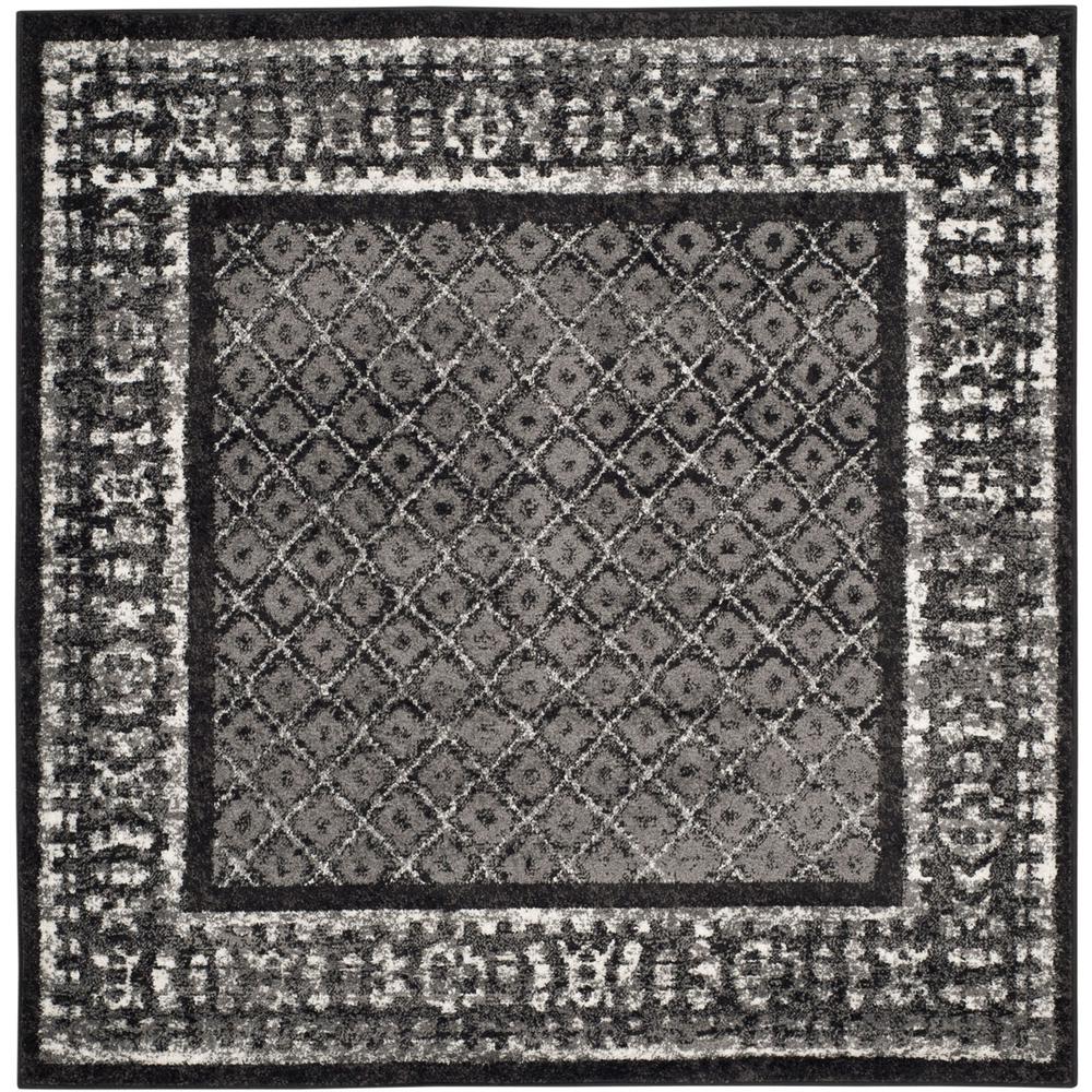 Adirondack, BLACK / SILVER, 6' X 6' Square, Area Rug, ADR110A-6SQ
