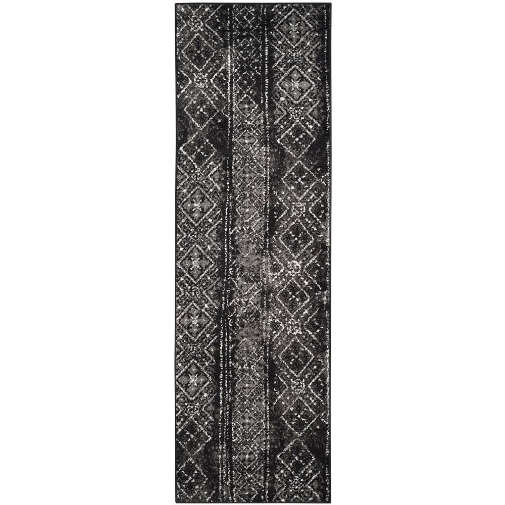 Adirondack, BLACK / SILVER, 2'-6" X 12', Area Rug, ADR111C-212