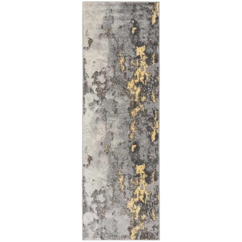 Adirondack, GREY / YELLOW, 2'-6" X 12', Area Rug