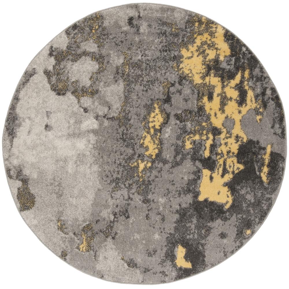 Adirondack, GREY / YELLOW, 6' X 6' Round, Area Rug