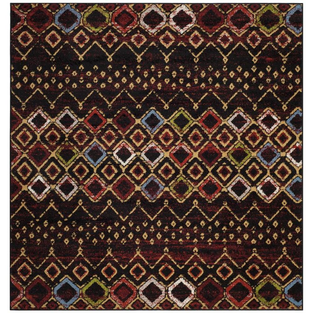 AMSTERDAM, BLACK / MULTI, 6'-7" X 6'-7" Square, Area Rug