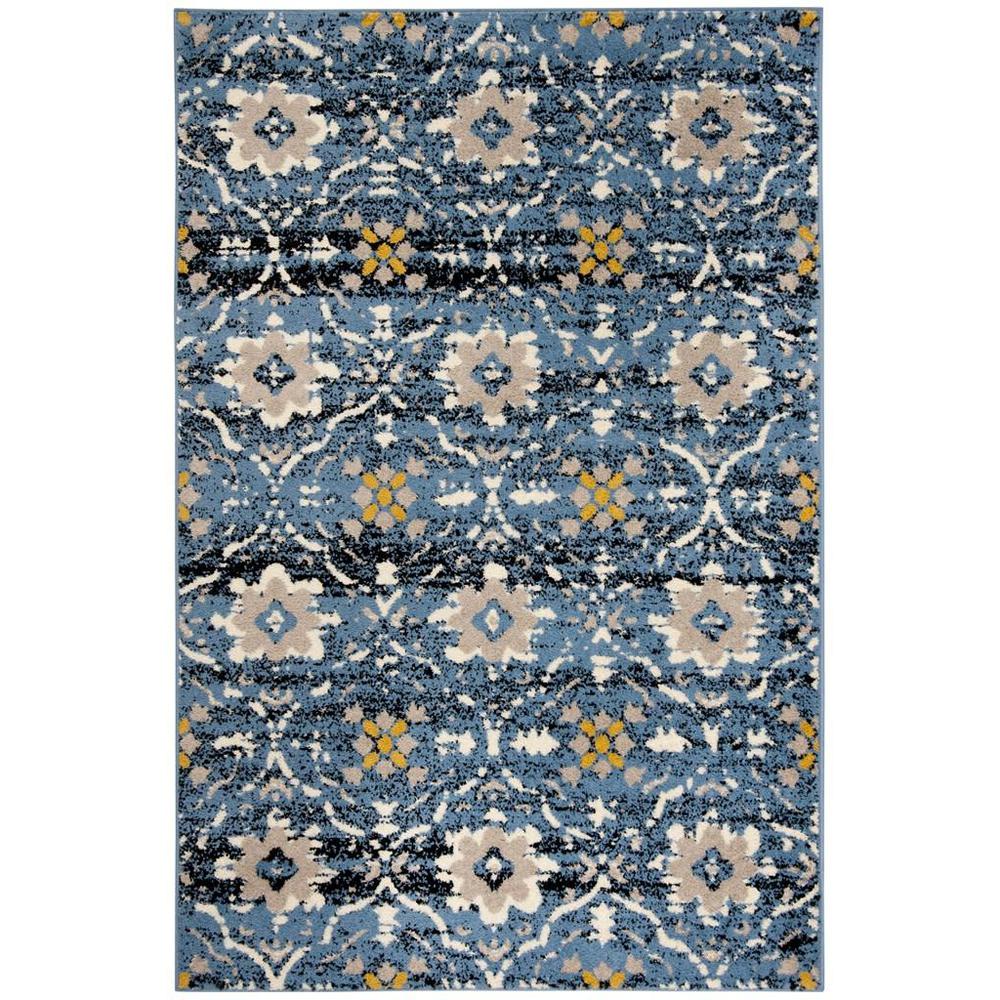AMSTERDAM, BLUE / CREME, 5'-1" X 7'-6", Area Rug