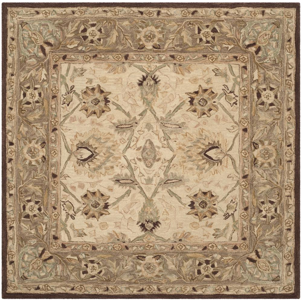 ANATOLIA, IVORY / BROWN, 8' X 8' Square, Area Rug