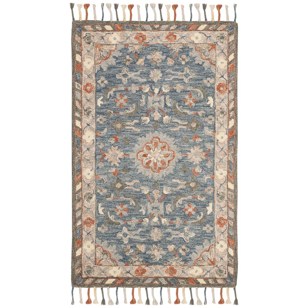 ASPEN, BLUE / RUST, 4' X 6', Area Rug, APN123A-4