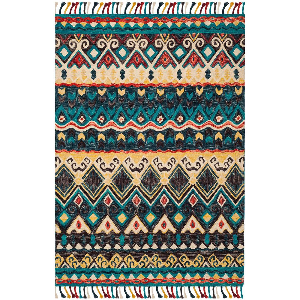 ASPEN, BLUE / RED, 6' X 9', Area Rug, APN137A-6