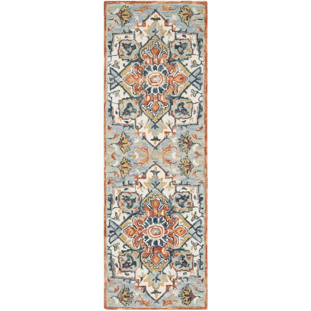 ASPEN, BLUE / RUST, 2'-3" X 5', Area Rug, APN312A-25