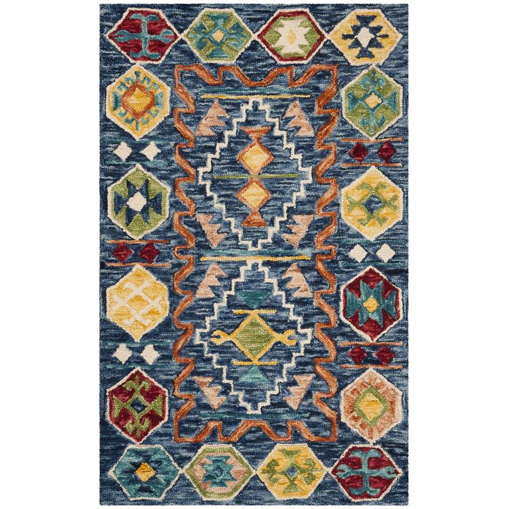 ASPEN, NAVY / GOLD, 4' X 6', Area Rug