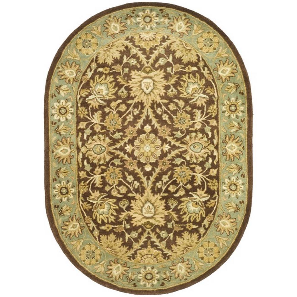 ANTIQUITY, CHOCOLATE / BLUE, 7'-6" X 9'-6" Oval, Area Rug