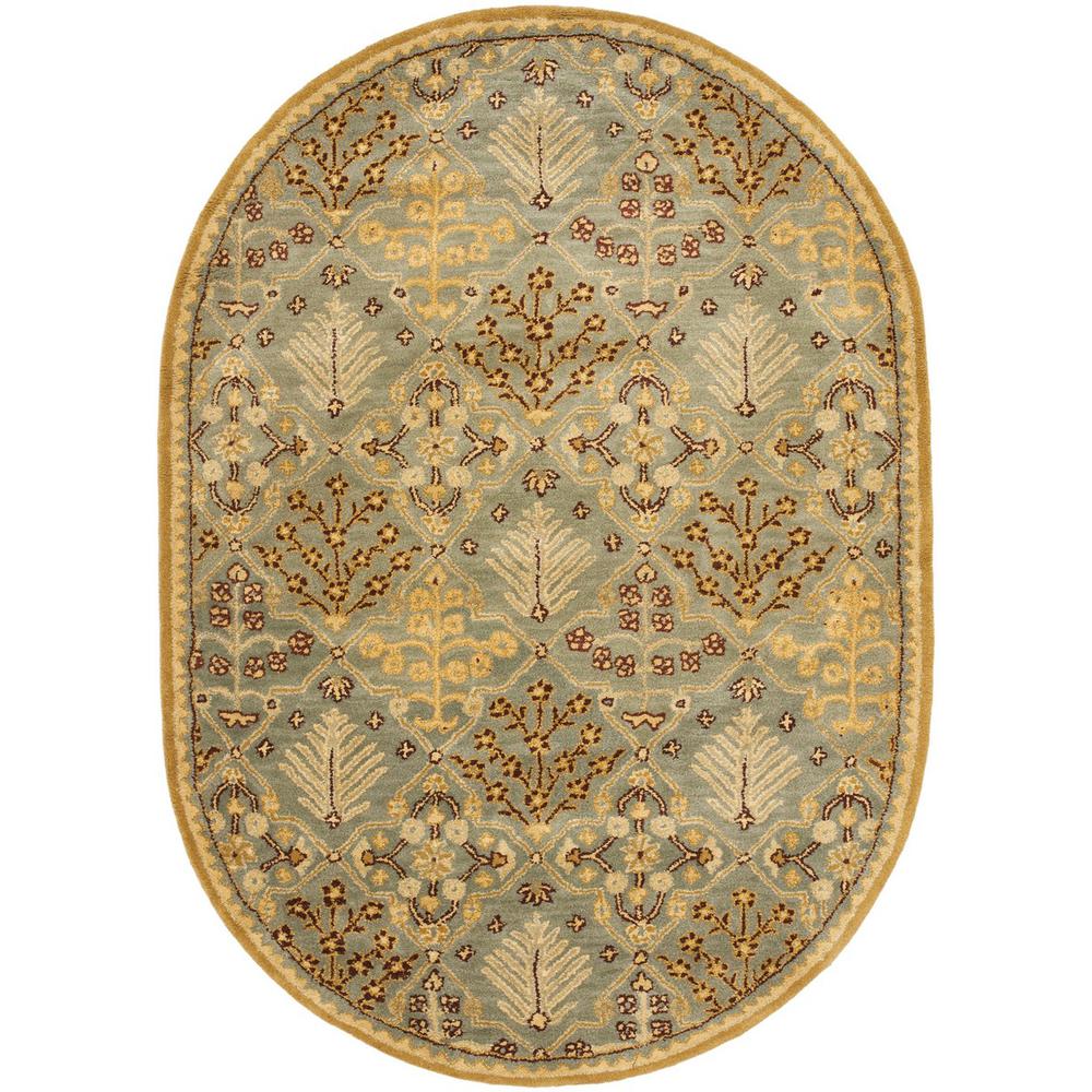 ANTIQUITY, LIGHT BLUE / GOLD, 7'-6" X 9'-6" Oval, Area Rug