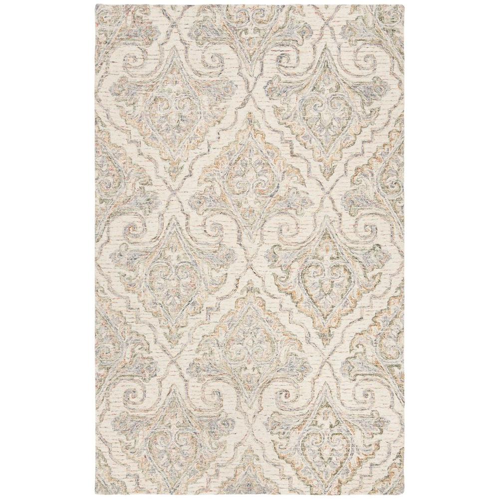 AUBUSSON, IVORY / GREEN, 5' X 8', Area Rug