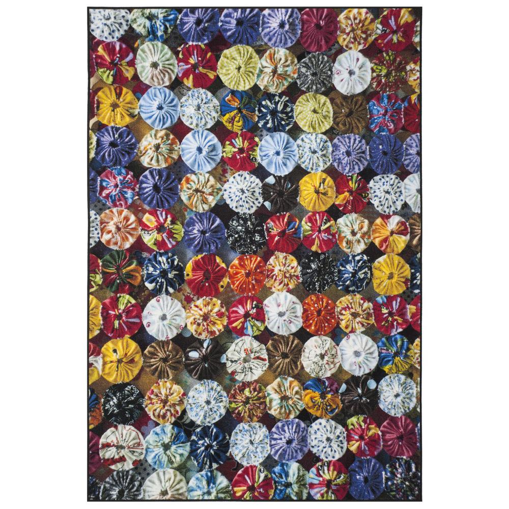 AZTEC, RED / MULTI, 6'-7" X 9', Area Rug