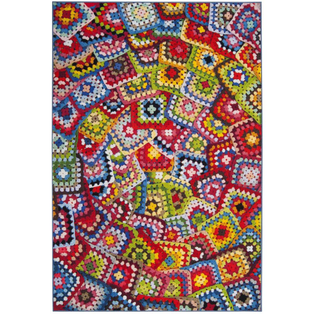 AZTEC, GREEN / MULTI, 6'-7" X 9', Area Rug, AZT210D-6
