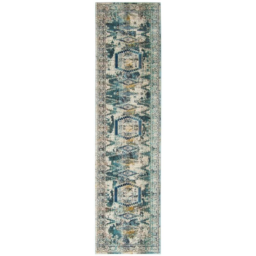 BALDWIN, IVORY / TEAL, 2'-2" X 12', Area Rug, BDN128C-212